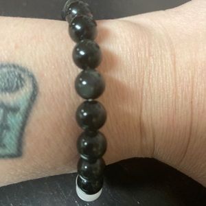 8MM Rose Quartz Black Obsidian Natural Genuine Healing Crystal Bracelet